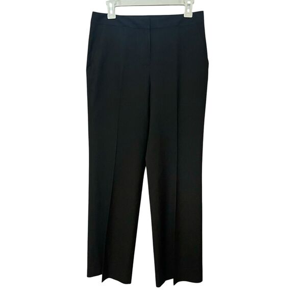 St. John Pants - St John Caviar Straight Leg Trousers Size 6 Black Classic Career Quiet Luxury